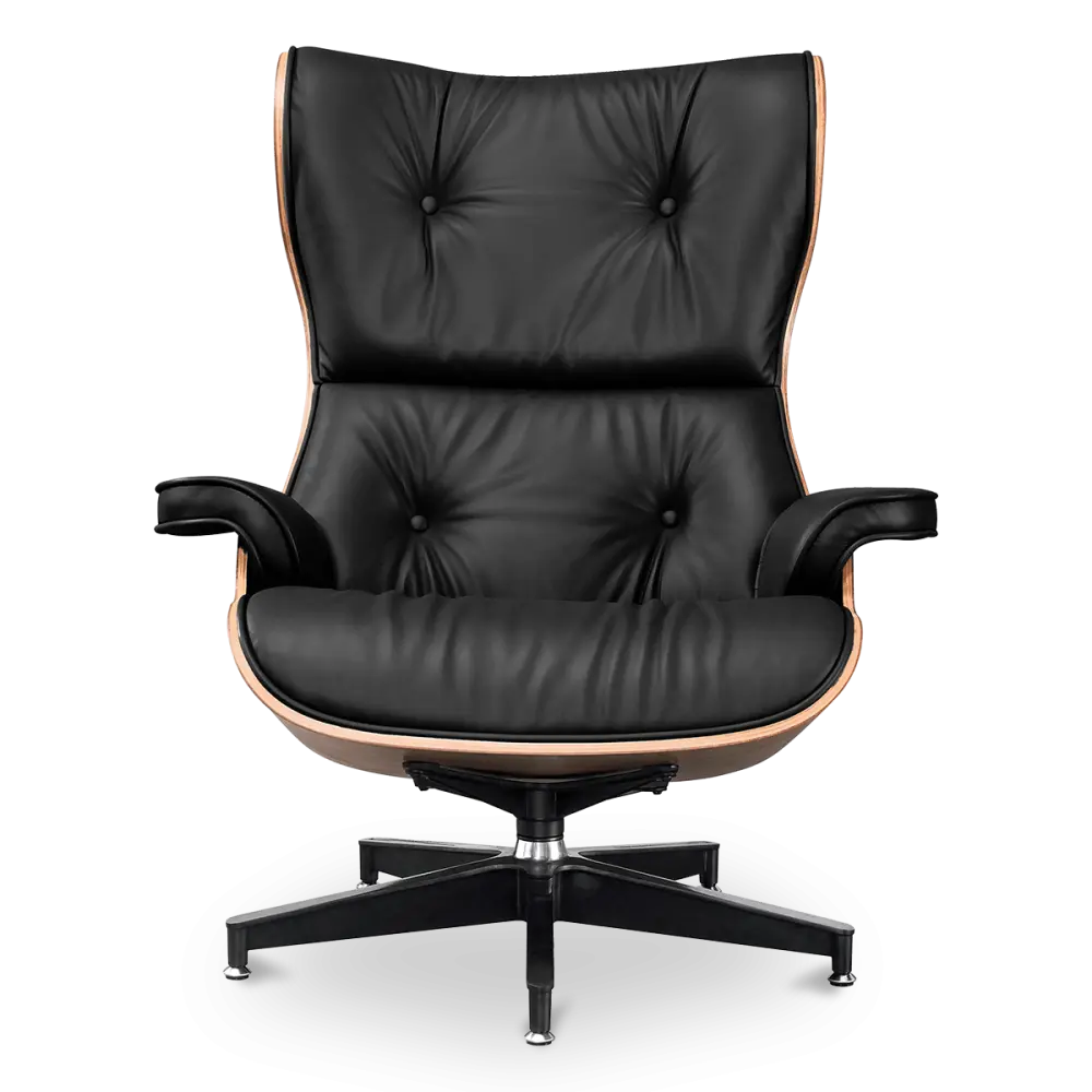 Cavel Lounge Chair Zwart Leer | Palissander Schalen