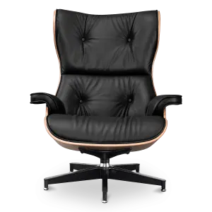 Cavel Lounge Chair Zwart Leer | Palissander Schalen