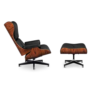 Cavel Lounge Chair Zwart Leer | Palissander Schalen