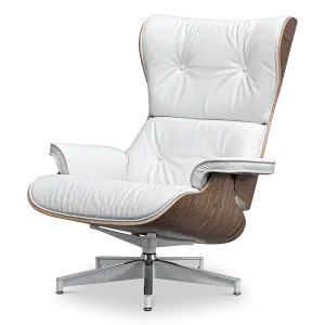Cavel Lounge Chair Wit Leer | Walnoot Schalen