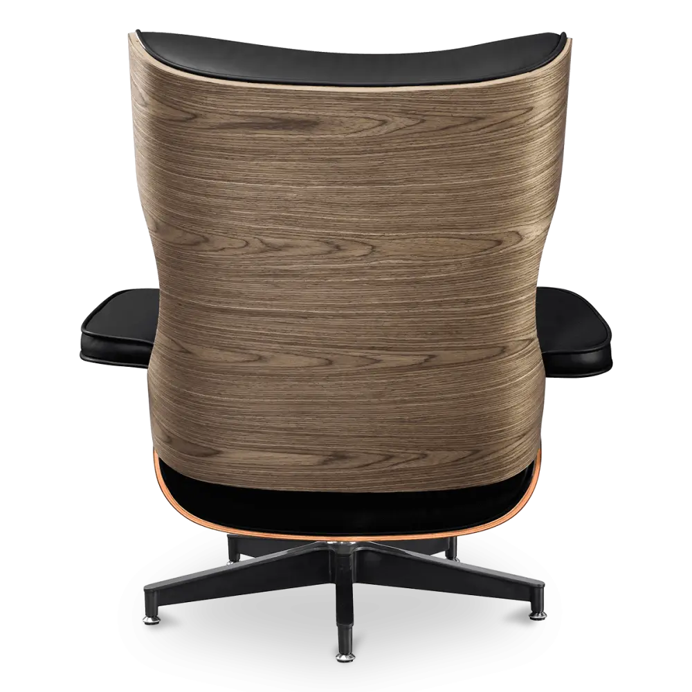 Cavel Lounge Chair Zwart Leer | Walnoot Schalen