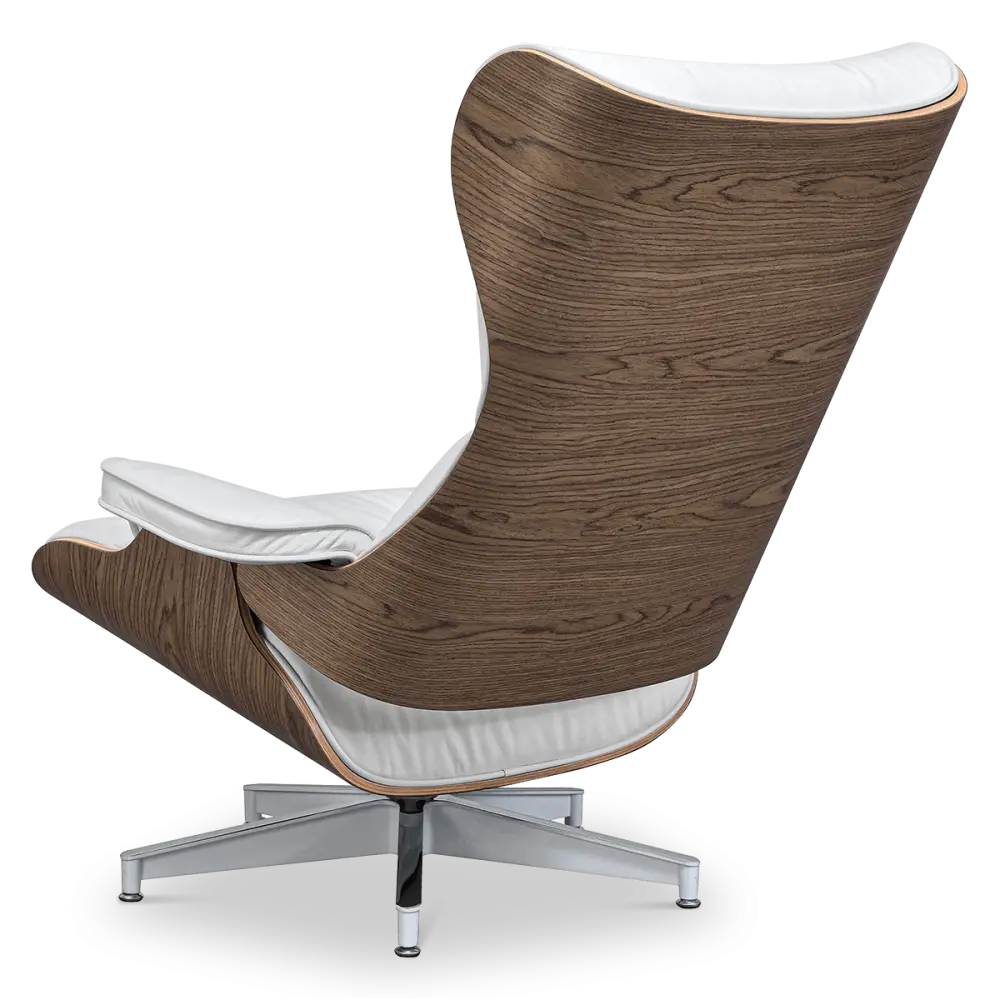 Cavel Lounge Chair Wit Leer | Walnoot Schalen