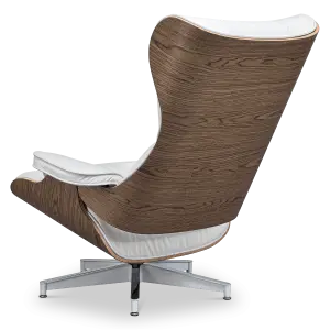 Cavel Lounge Chair Wit Leer | Walnoot Schalen