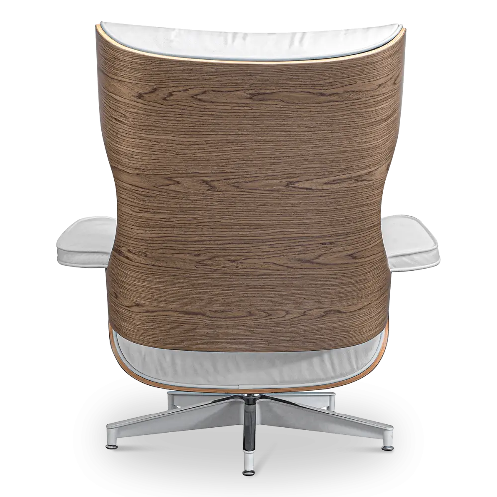 Cavel Lounge Chair Wit Leer | Walnoot Schalen