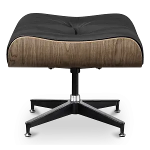 Cavel Lounge Chair Zwart Leer | Walnoot Schalen
