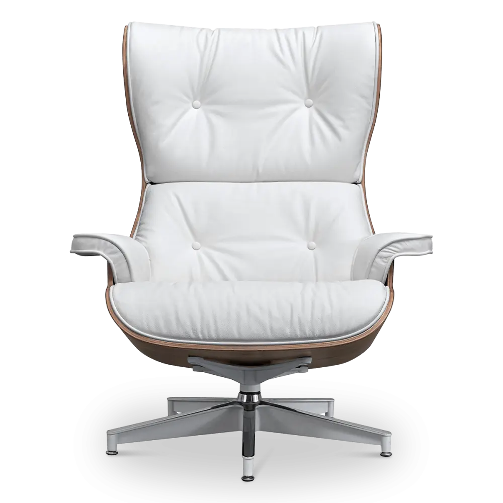 Cavel Lounge Chair Wit Leer | Walnoot Schalen