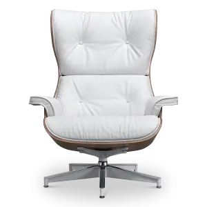 Cavel Lounge Chair Wit Leer | Walnoot Schalen