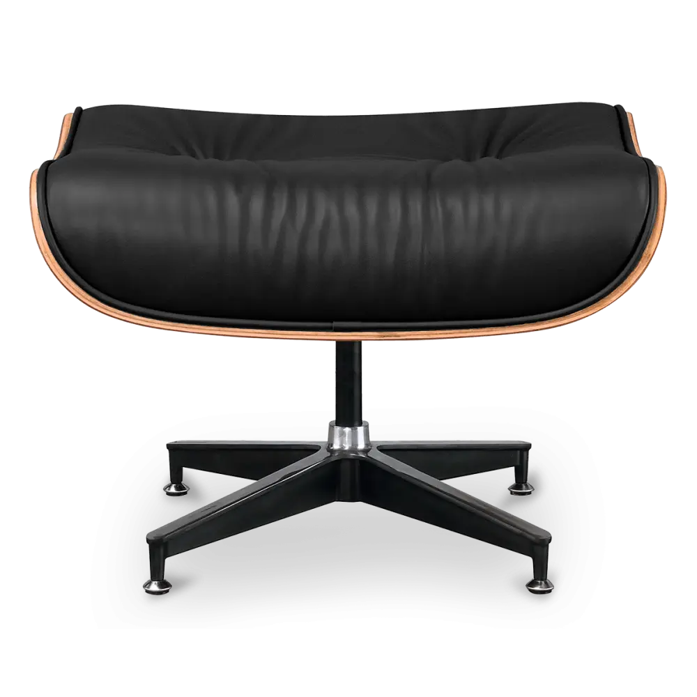 Cavel Lounge Chair Zwart Leer | Walnoot Schalen