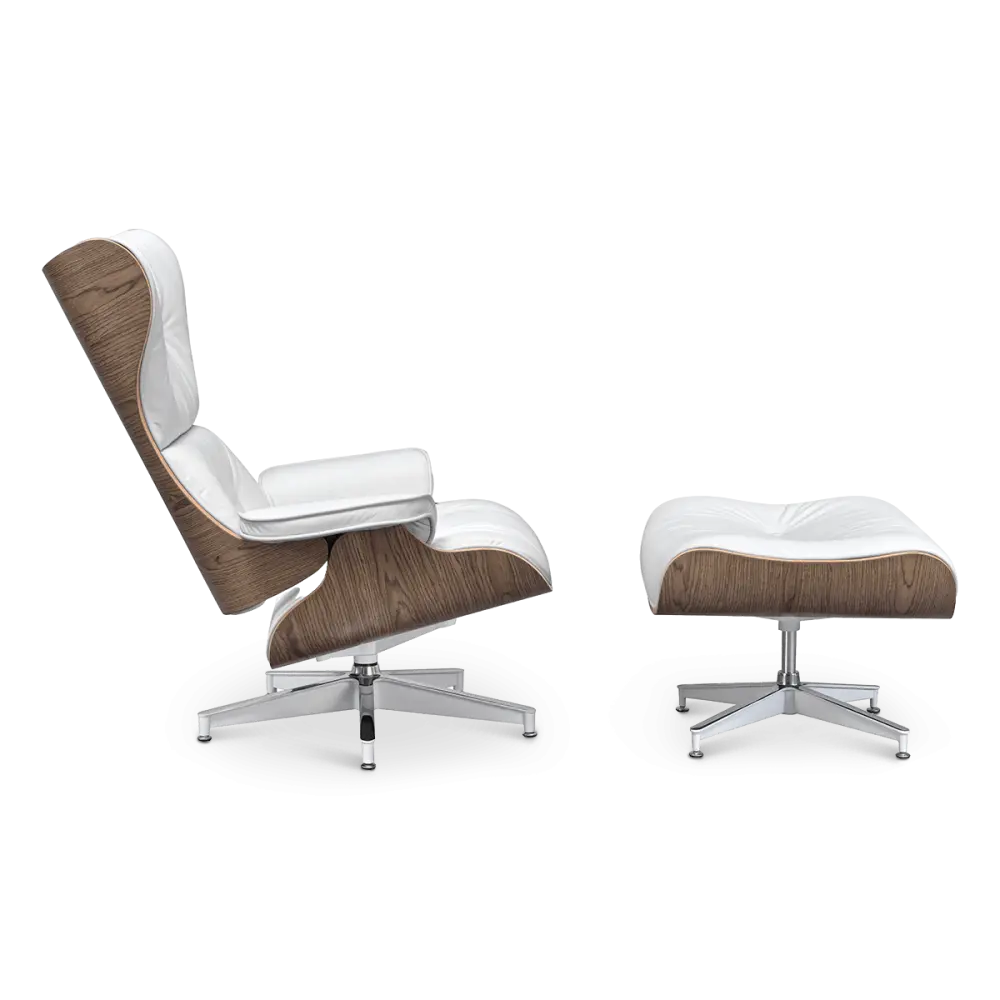 Cavel Lounge Chair Wit Leer | Walnoot Schalen