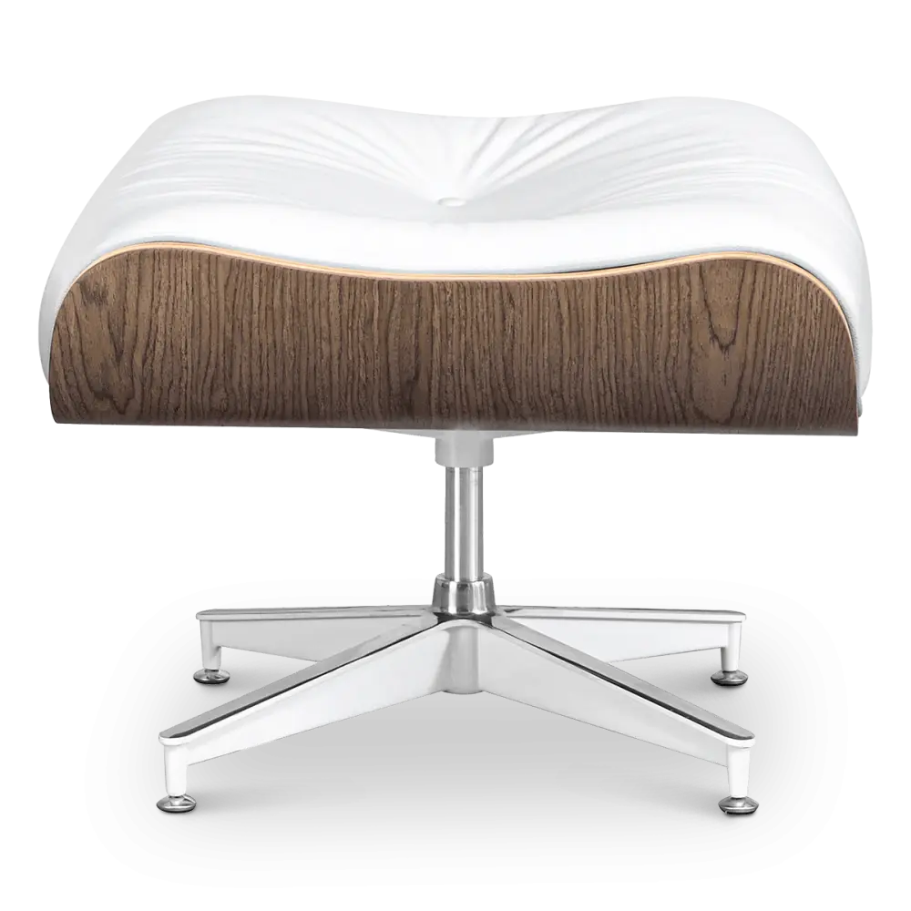 Cavel Lounge Chair Wit Leer | Walnoot Schalen