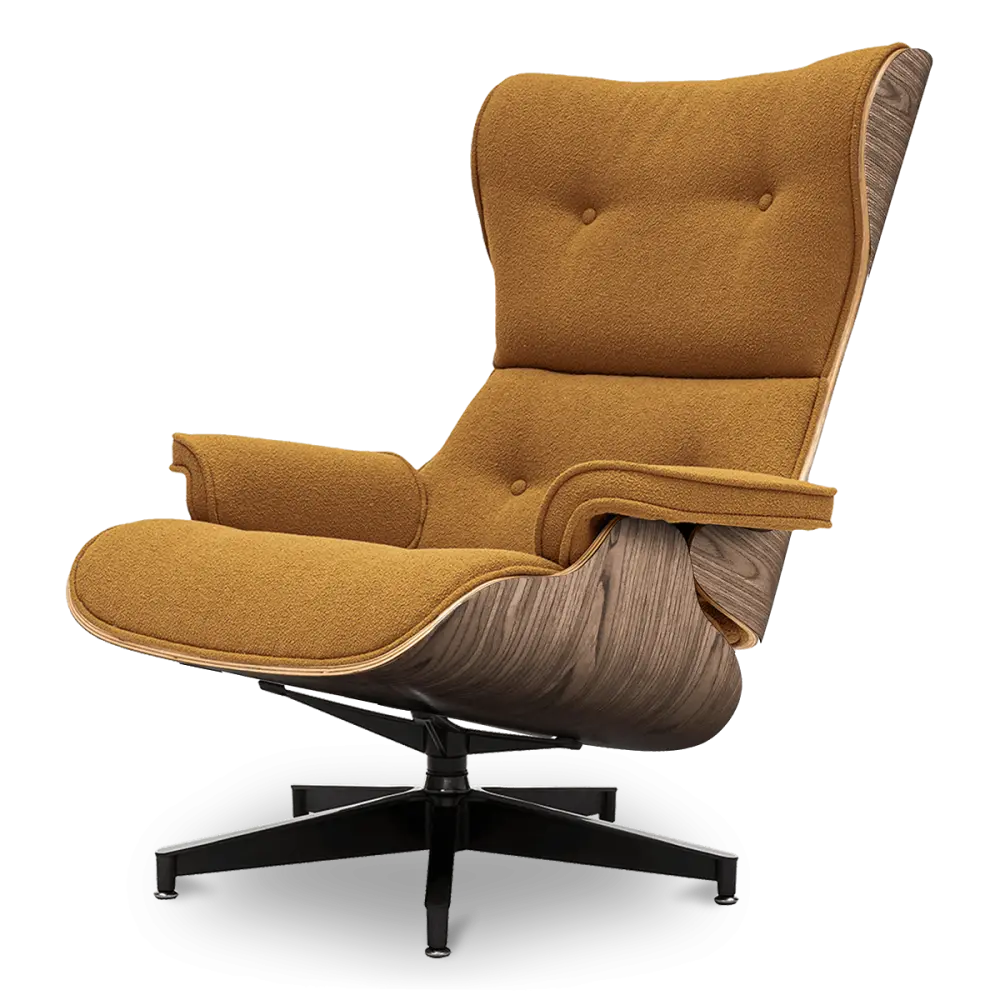 Cavel Lounge Chair Bruin Boucle | Walnoot Schalen
