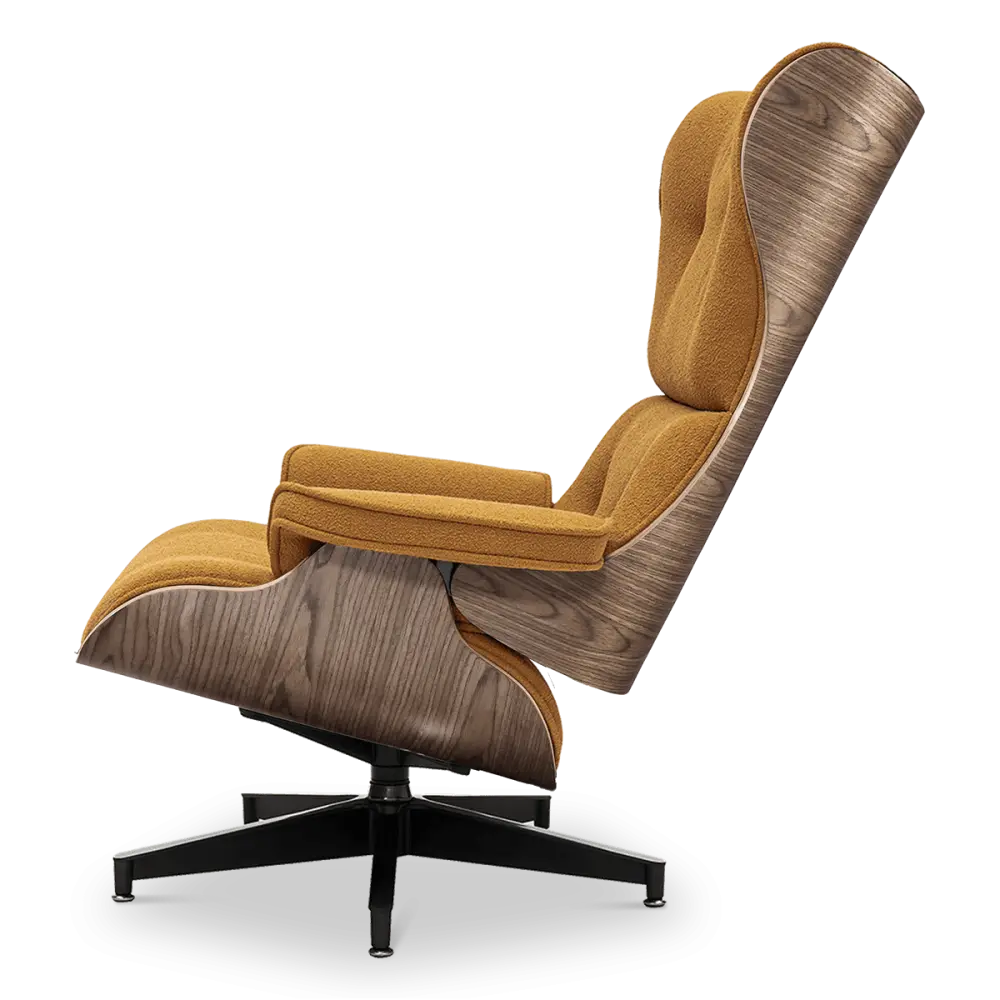 Cavel Lounge Chair Bruin Boucle | Walnoot Schalen